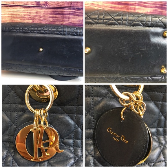 Christian Dior Navy Lady Dior Cannage Shoulder Bag - Picture 7 of 8